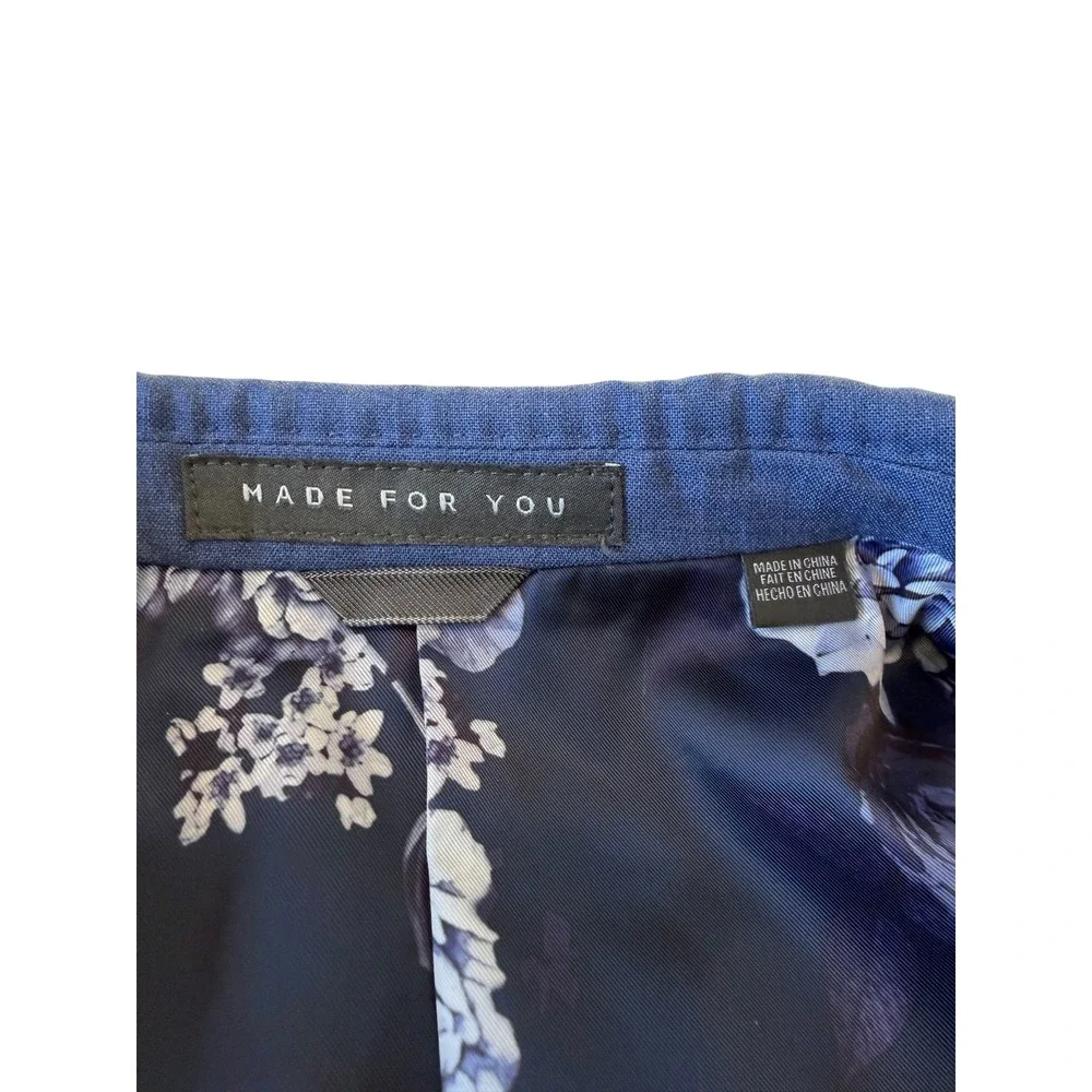 Indochino Mens Hemsworth Blue Blazer Jacket Custom Floral Lining‎ 100% Wool